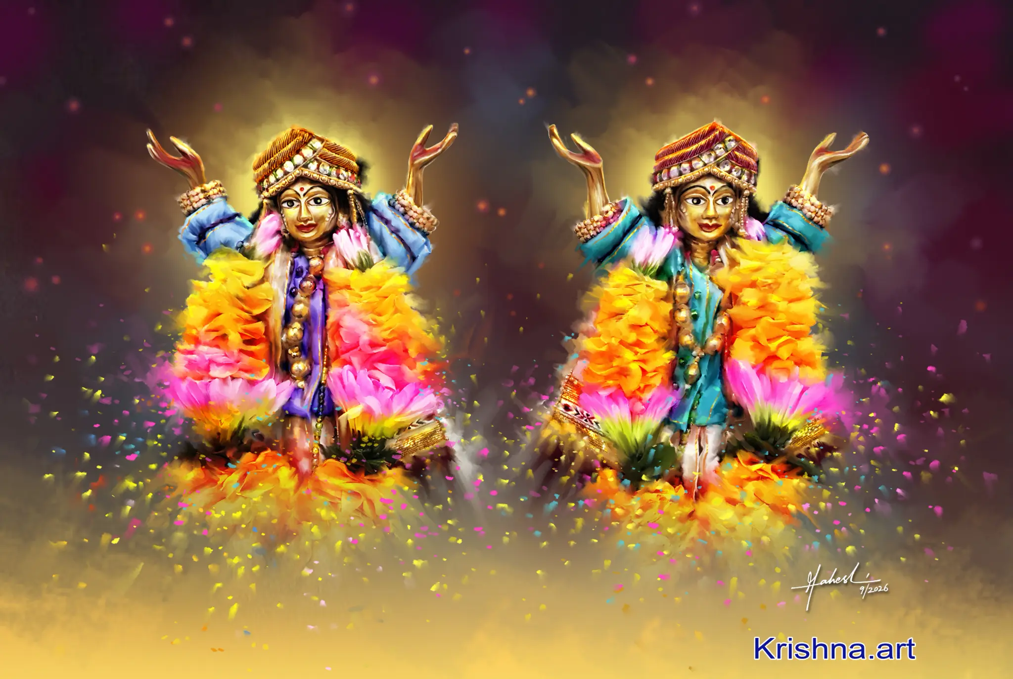 Sri Chaitanya Mahaprabhu displayed in a living room