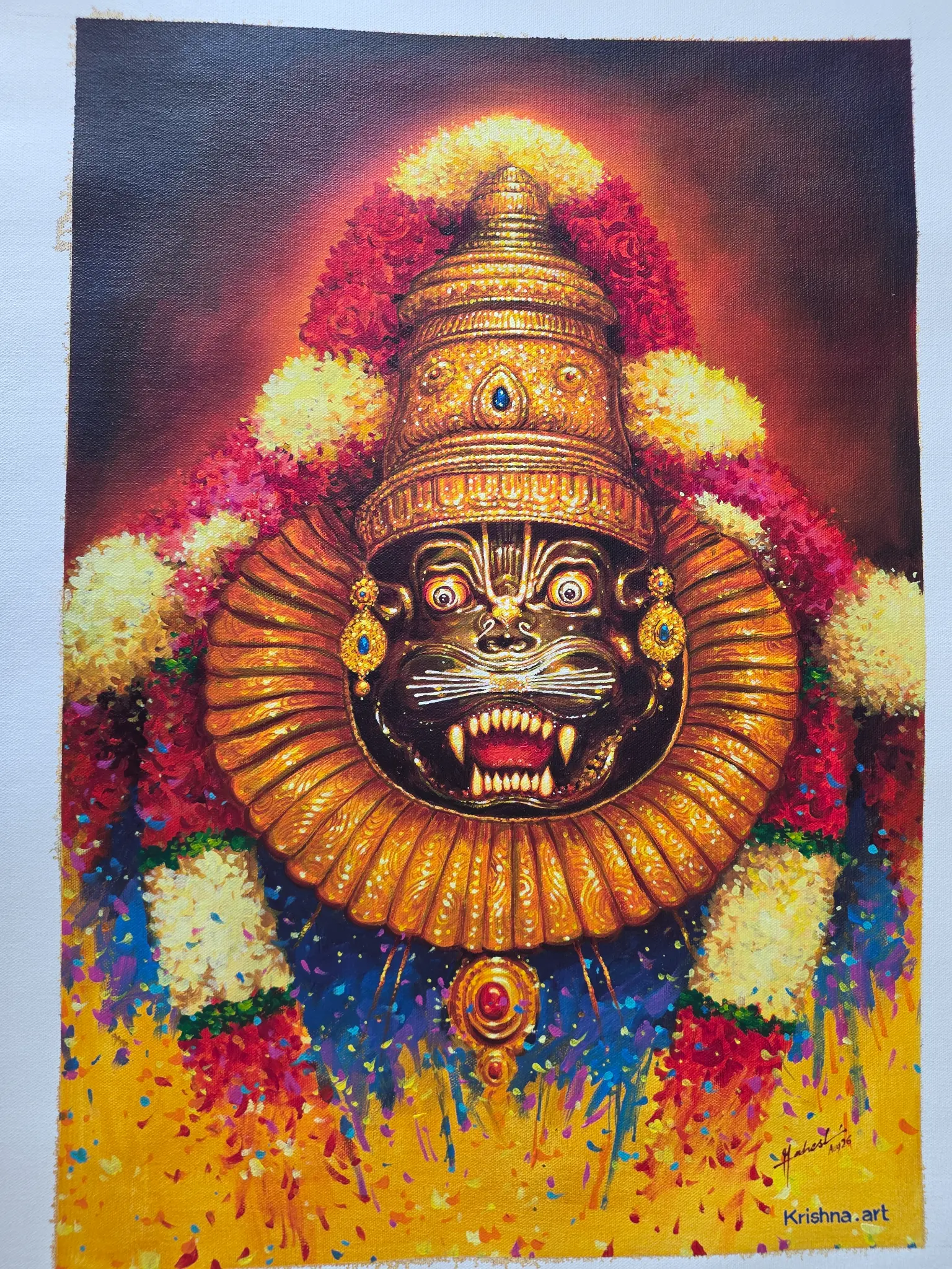 Sri Narasimha displayed in a reading room